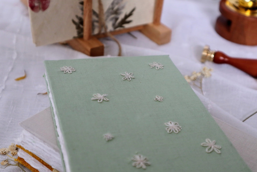 Daisies Embroidered Journal