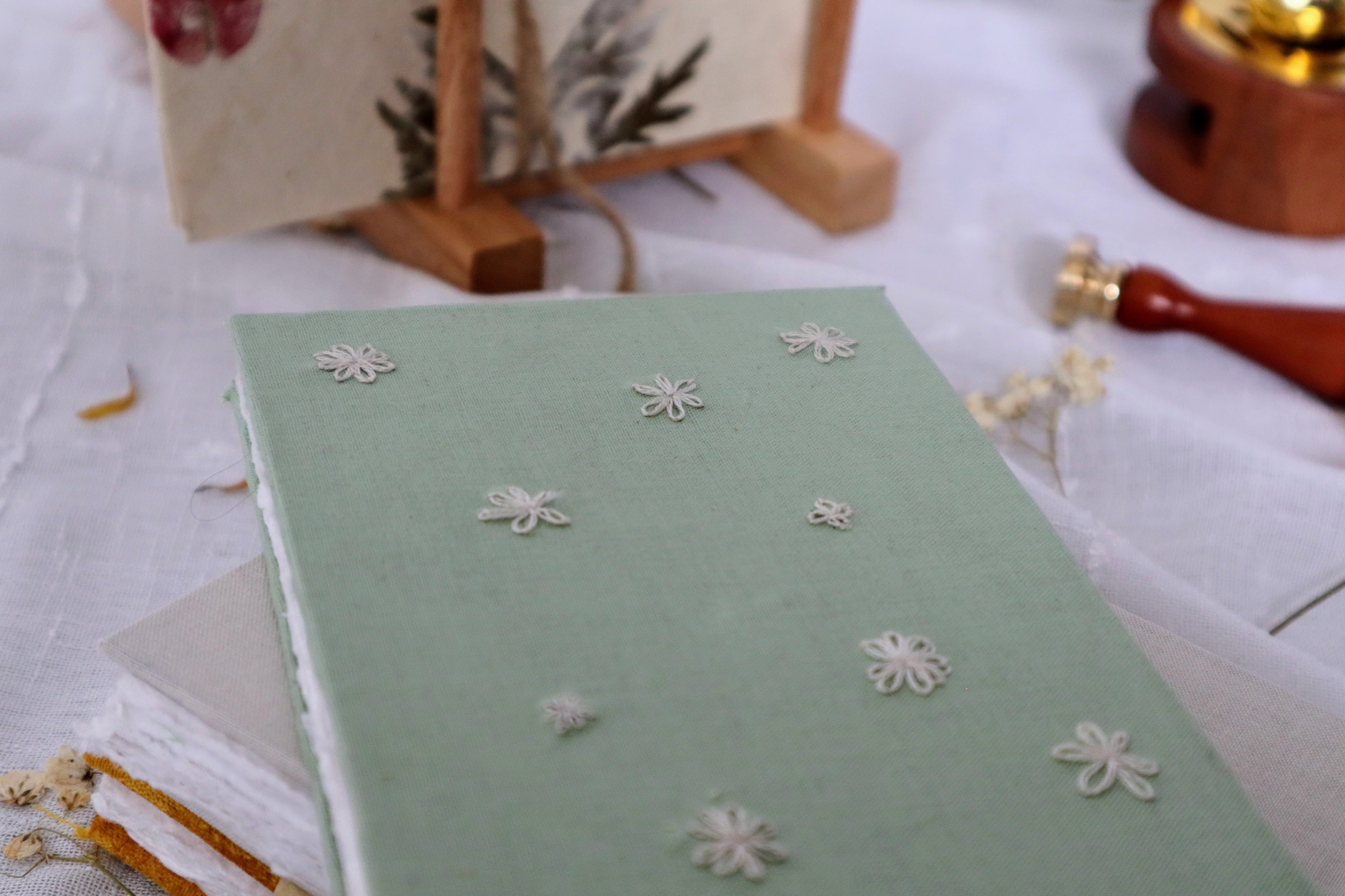 Daisies Embroidered Journal